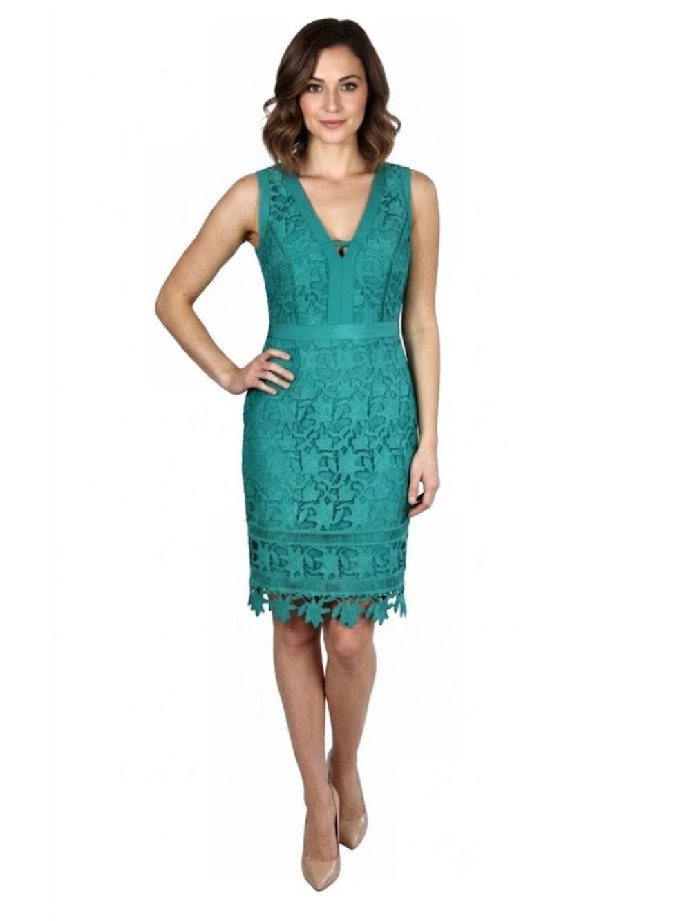 Adelyn Rae Lace Sheath Dress, Green, Women's Size X-Small